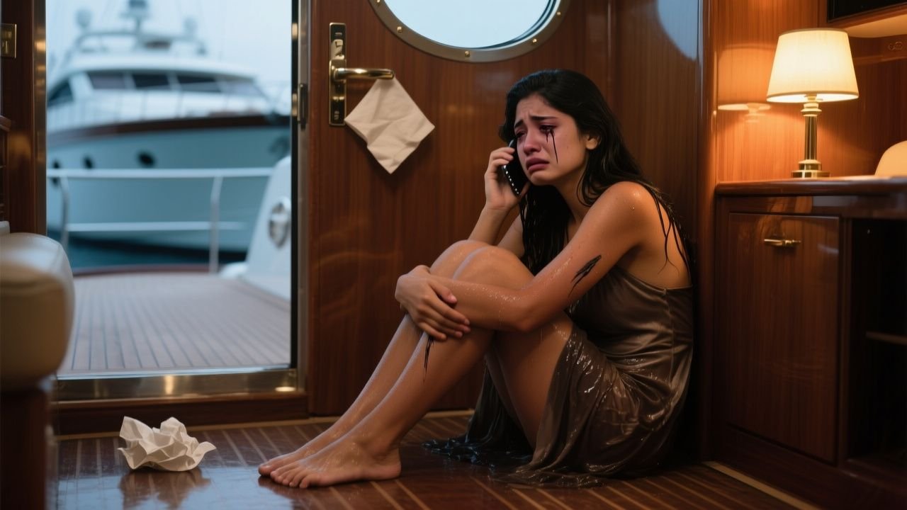 Joven trabajadora humillada en cubierta de yate de lujo por invitada arrogante que le arroja una bebida